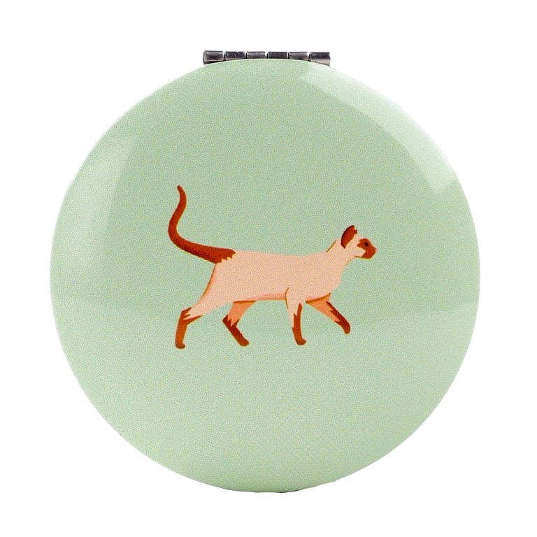 Compact Metal and Glass Feline Fine Cats Mirror - Home Decor Accent