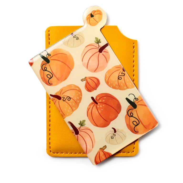 Autumn Harvest Pocket Mirror - Leatherette Sleeve & Metal Glass Construction