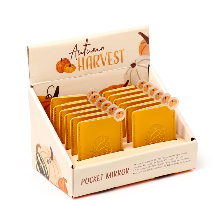 Autumn Harvest Pocket Mirror - Leatherette Sleeve & Metal Glass Construction