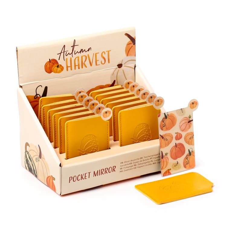 Autumn Harvest Pocket Mirror - Leatherette Sleeve & Metal Glass Construction