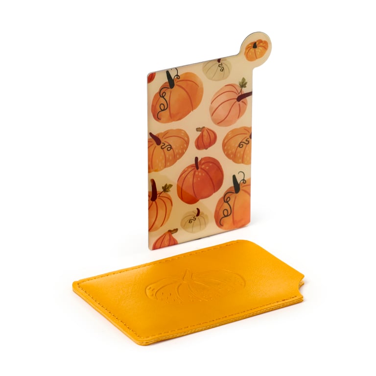 Autumn Harvest Pocket Mirror - Leatherette Sleeve & Metal Glass Construction