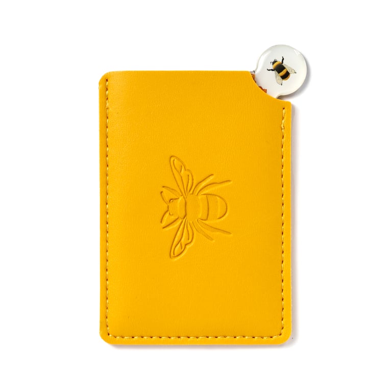 Nectar Meadows Bee Pocket Mirror with Leatherette Sleeve and Glass Finish