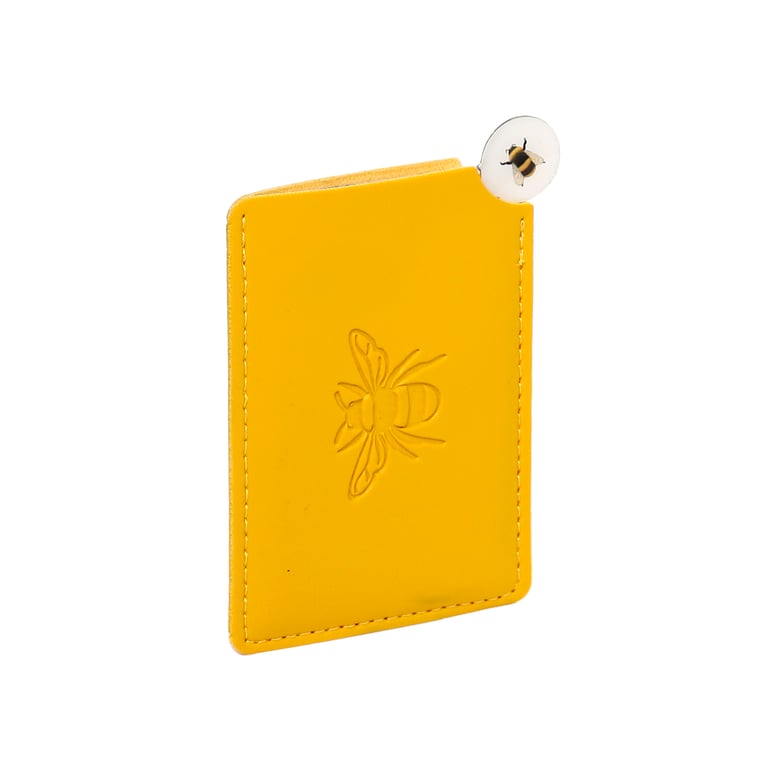 Nectar Meadows Bee Pocket Mirror with Leatherette Sleeve and Glass Finish