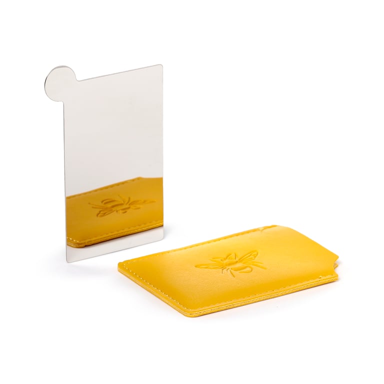 Nectar Meadows Bee Pocket Mirror with Leatherette Sleeve and Glass Finish