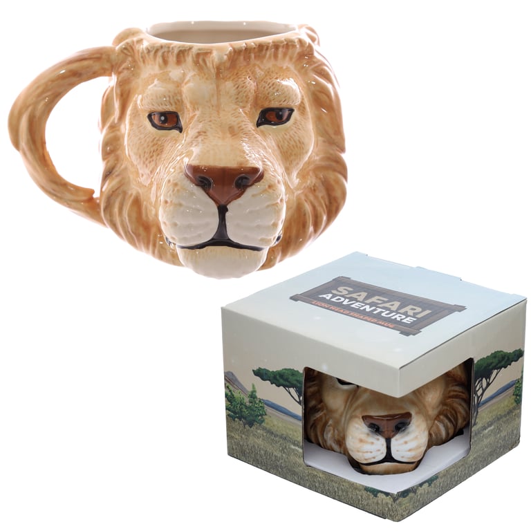 Ceramic Lion Mug - 650ml Food Safe Dolomite Construction