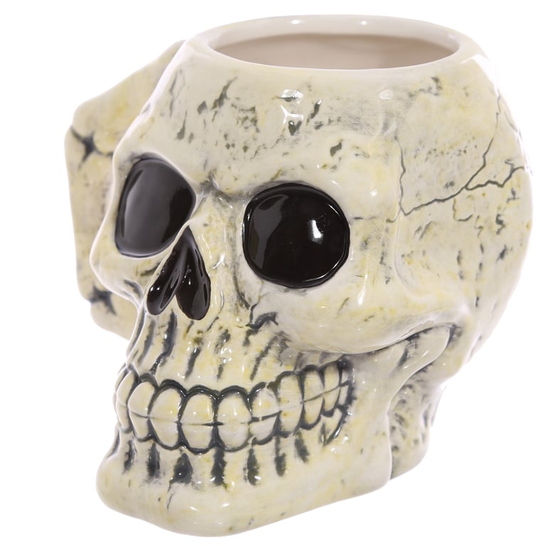 Ceramic Shaped Head Mug - Ancient Skull, Food Safe and 460ml Volume