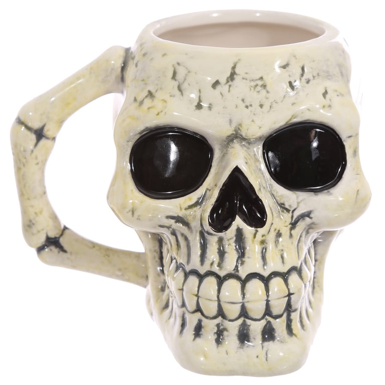 Ceramic Shaped Head Mug - Ancient Skull, Food Safe and 460ml Volume