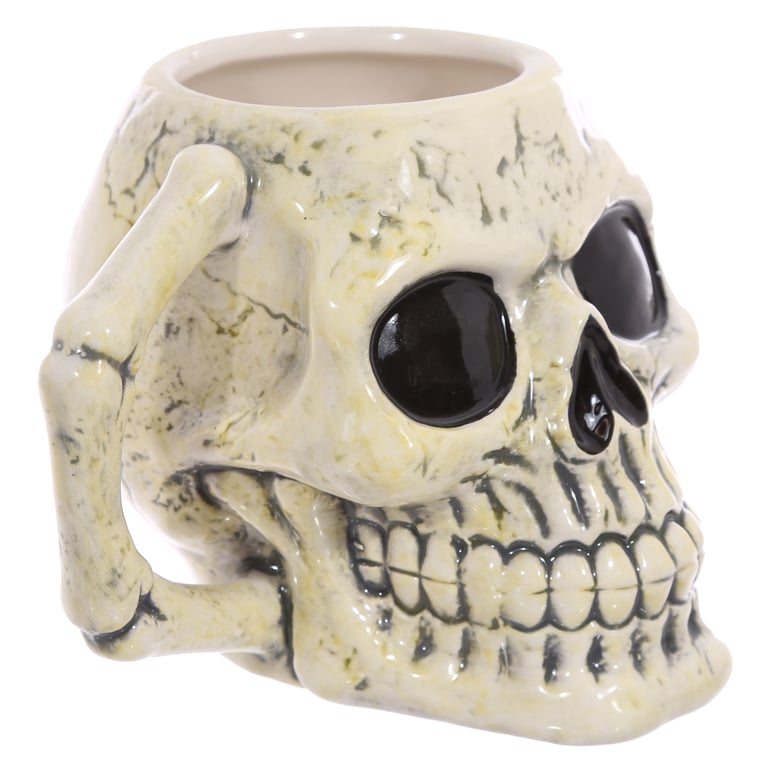 Ceramic Shaped Head Mug - Ancient Skull, Food Safe and 460ml Volume