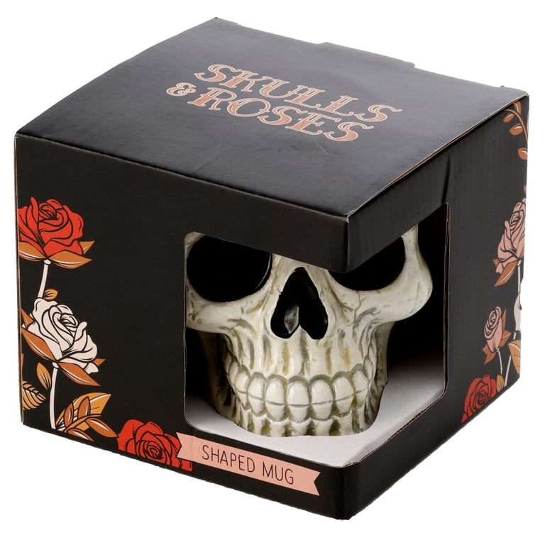 Ceramic Shaped Head Mug - Ancient Skull, Food Safe and 460ml Volume