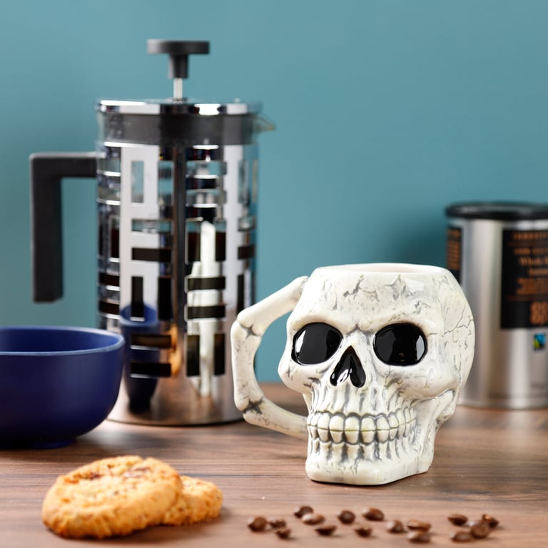 Ceramic Shaped Head Mug - Ancient Skull, Food Safe and 460ml Volume