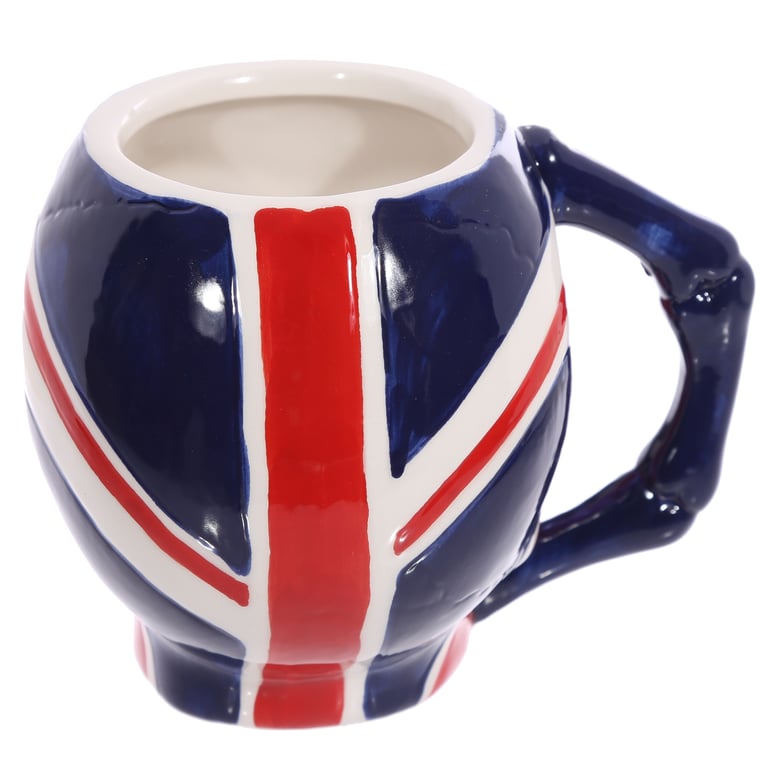Ceramic UK Flag Skull Mug - Food Safe, 460ml Capacity