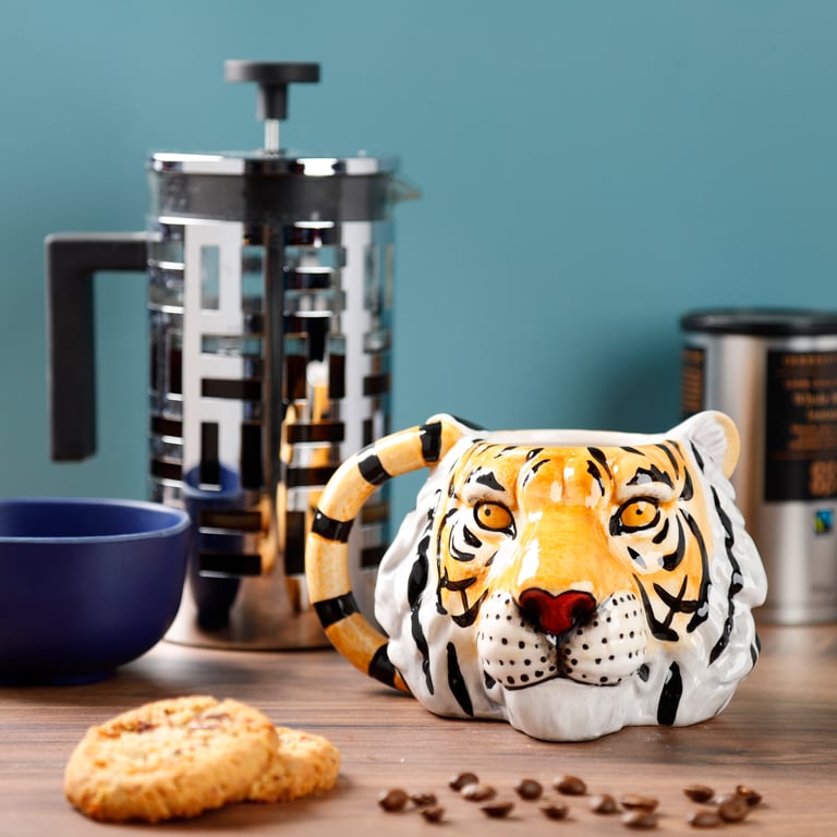 Ceramic Tiger Shaped Head Mug, 460ml, Food Safe Ceramic Design