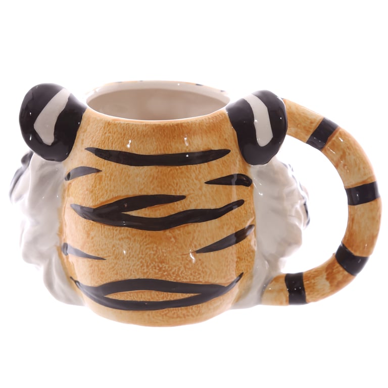 Ceramic Tiger Shaped Head Mug, 460ml, Food Safe Ceramic Design