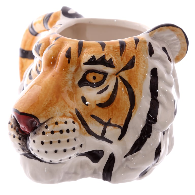 Ceramic Tiger Shaped Head Mug, 460ml, Food Safe Ceramic Design