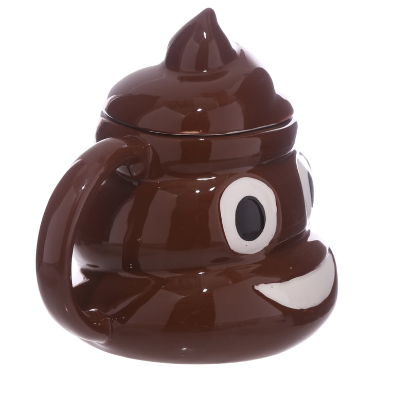 Ceramic Shaped Mug with Lid - Emotive Poop Design, 460ml Capacity, Food Safe