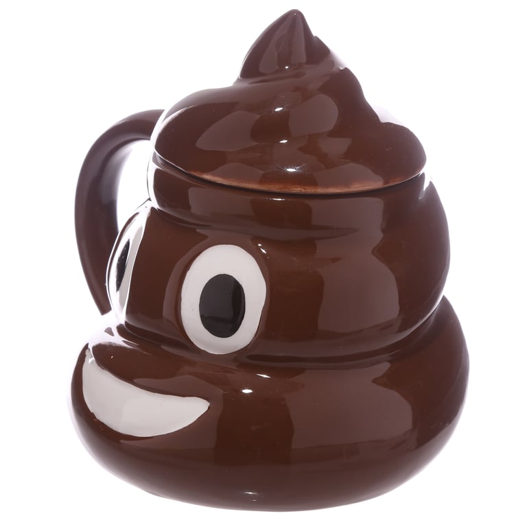 Ceramic Shaped Mug with Lid - Emotive Poop Design, 460ml Capacity, Food Safe