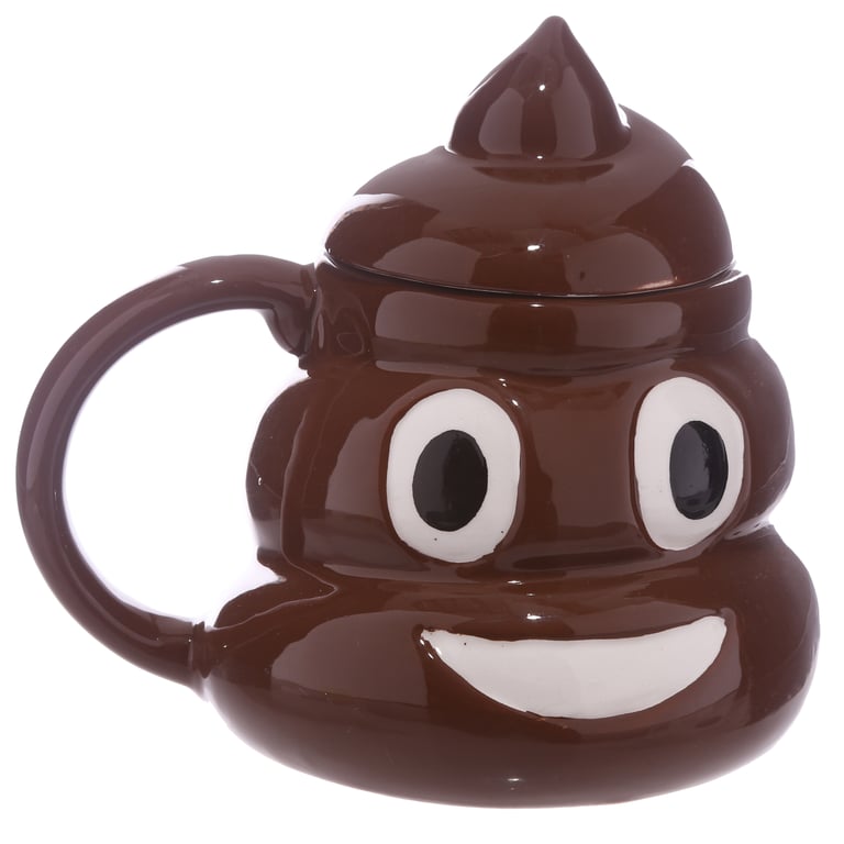 Ceramic Shaped Mug with Lid - Emotive Poop Design, 460ml Capacity, Food Safe