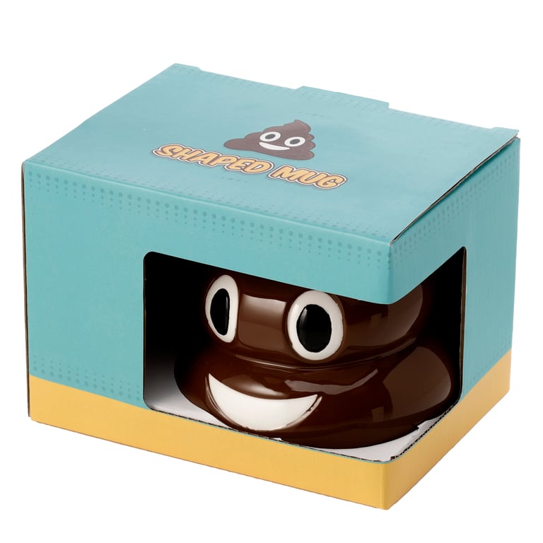 Ceramic Shaped Mug with Lid - Emotive Poop Design, 460ml Capacity, Food Safe