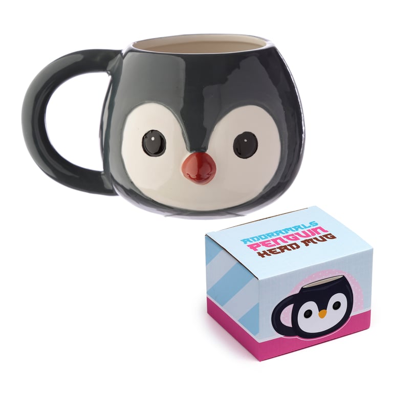 Adoramals Ceramic Penguin Shaped Head Mug - 660ml Food Safe & Dishwasher Not Recommended