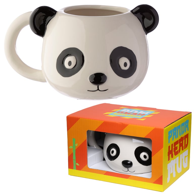 Ceramic Shaped Head Adoramals Panda Mug - 700ml Food Safe & Microwave Safe Ceramic Design