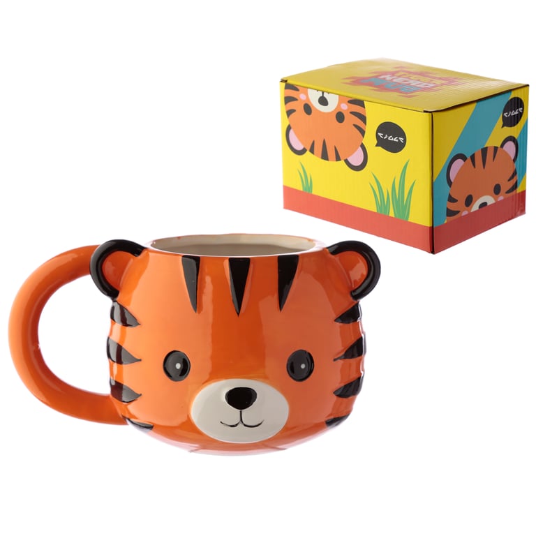 Adoramals Ceramic Tiger Shaped Mug - 700ml, Dishwasher & Microwave Free, Food Safe