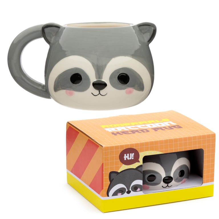 Ceramic Shaped Head Mug - Adoramals Raccoon Ceramic 700ml Food Safe Mug