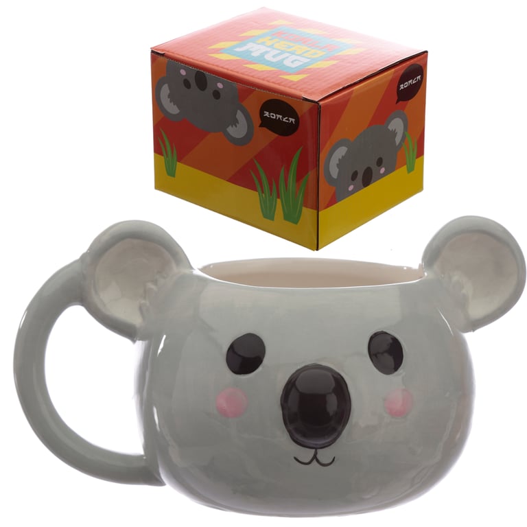 Adoramals Ceramic Koala Shaped Mug - 460ml, Dishwasher & Microwave Not Safe