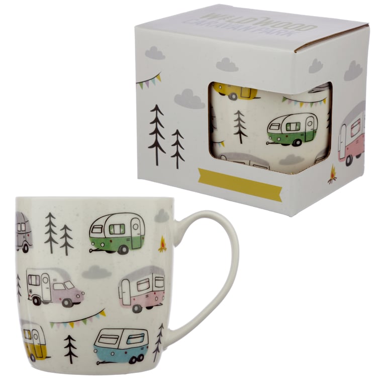 Porcelain Wildwood Caravan Mug - 300ml, Microwave & Dishwasher Safe