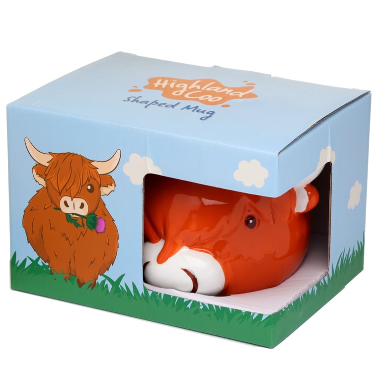 Ceramic Shaped Head Highland Coo Cow Mug - 550ml Dolomite Ceramic