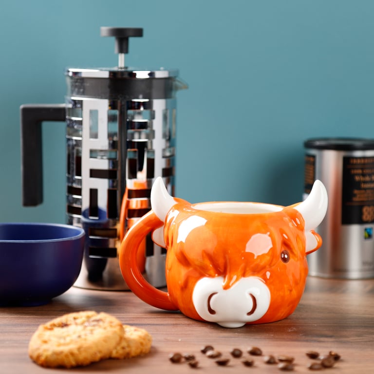 Ceramic Shaped Head Highland Coo Cow Mug - 550ml Dolomite Ceramic