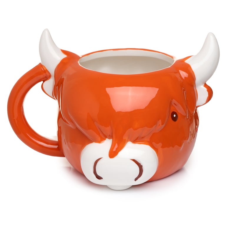 Ceramic Shaped Head Highland Coo Cow Mug - 550ml Dolomite Ceramic