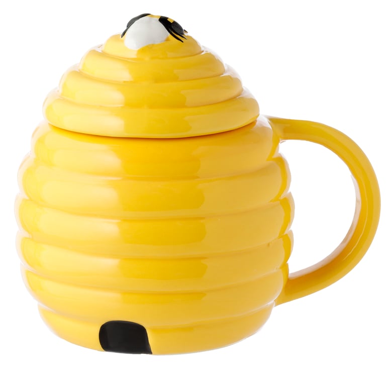 Beehive Shaped Ceramic Mug with Lid - Food Safe 450ml Capacity