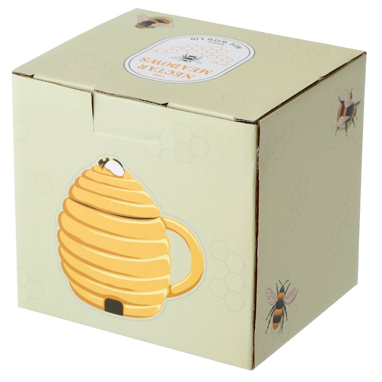 Beehive Shaped Ceramic Mug with Lid - Food Safe 450ml Capacity