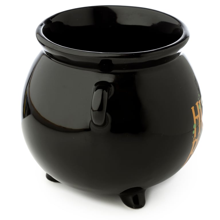 Hubble Bubble Black Cauldron 550ml Ceramic Halloween Mug - Food Safe, Unique Gift