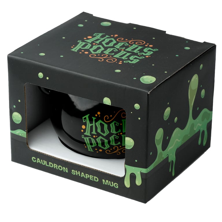 Hocus Pocus Black Cauldron Novelty Shaped Ceramic Mug - 550ml Halloween Holiday Gift