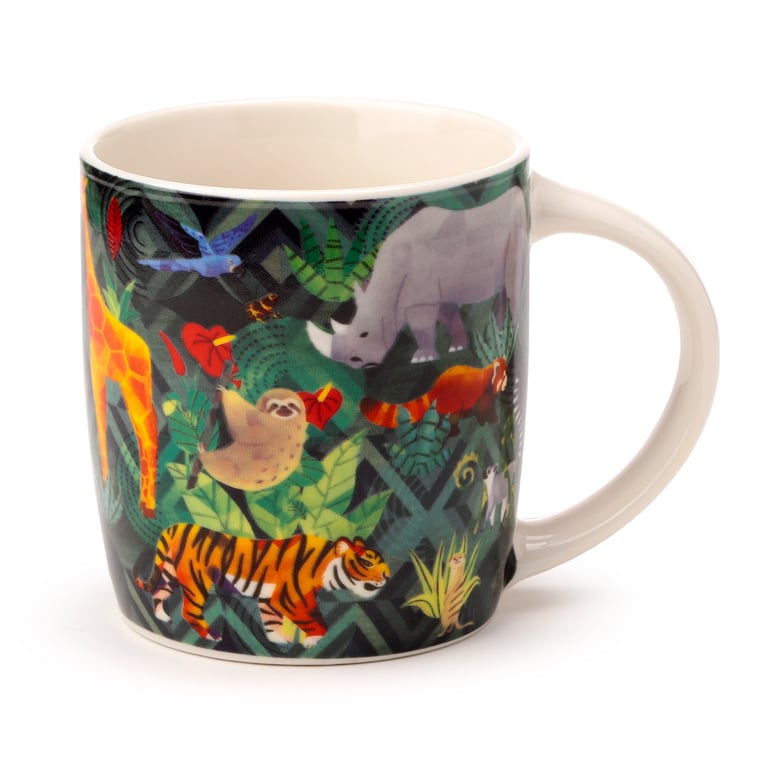 300ml Porcelain Mug - Animal Kingdom Design, Microwave & Dishwasher Safe