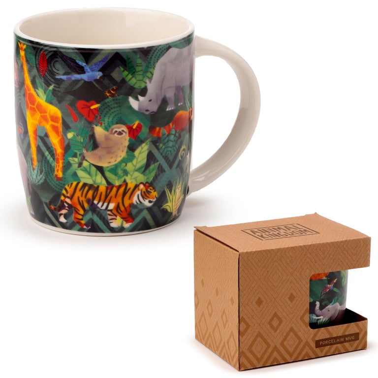 300ml Porcelain Mug - Animal Kingdom Design, Microwave & Dishwasher Safe