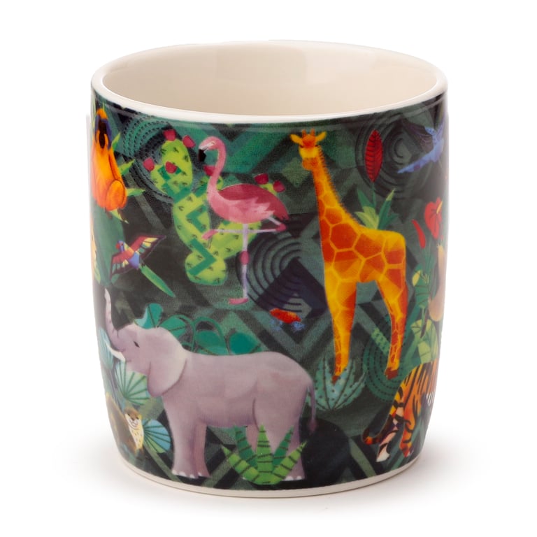 300ml Porcelain Mug - Animal Kingdom Design, Microwave & Dishwasher Safe
