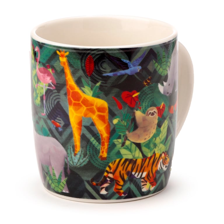 300ml Porcelain Mug - Animal Kingdom Design, Microwave & Dishwasher Safe