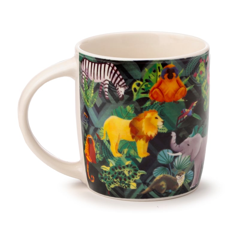 300ml Porcelain Mug - Animal Kingdom Design, Microwave & Dishwasher Safe