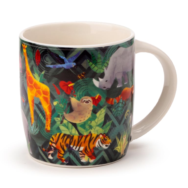 300ml Porcelain Mug - Animal Kingdom Design, Microwave & Dishwasher Safe