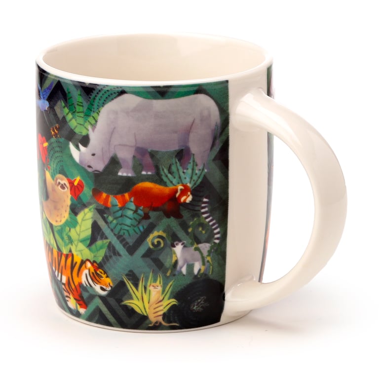 300ml Porcelain Mug - Animal Kingdom Design, Microwave & Dishwasher Safe