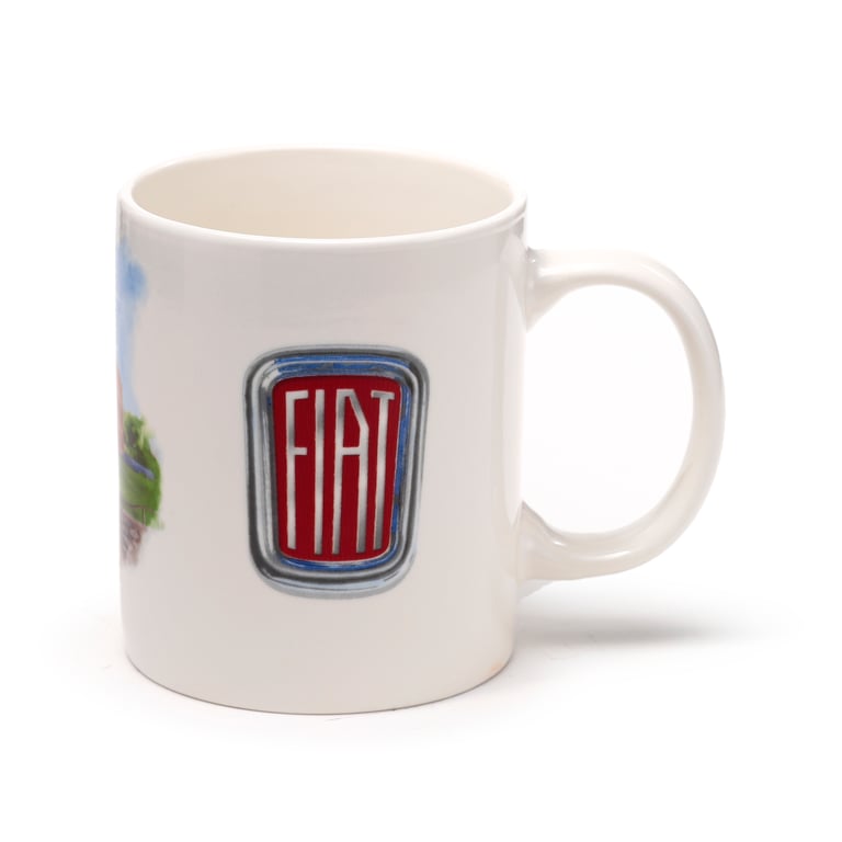 Licensed Porcelain Fiat 500 Rome Mug - Microwave & Dishwasher Safe, 300ml