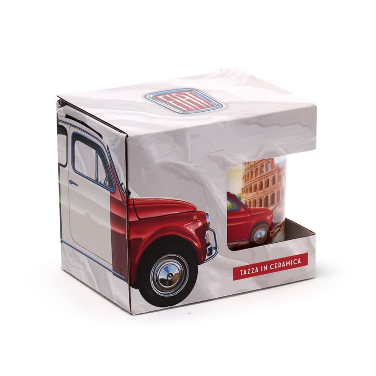 Licensed Porcelain Fiat 500 Rome Mug - Microwave & Dishwasher Safe, 300ml