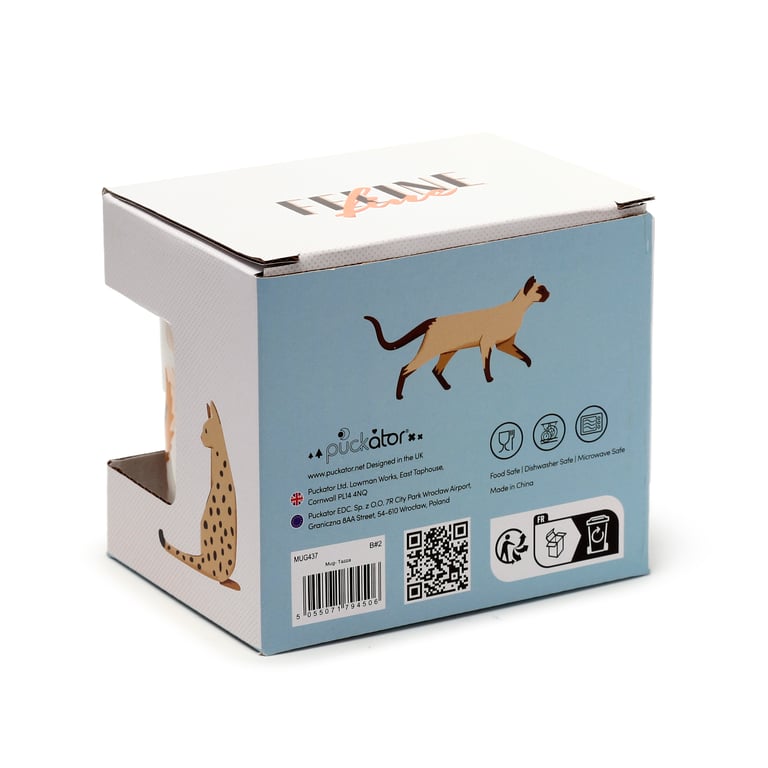 Porcelain Feline Fine Cats Mug - 300ml, Food & Microwave Safe, Dishwasher Friendly
