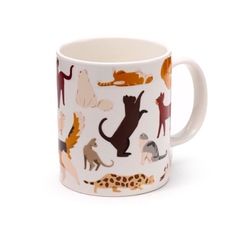 Porcelain Feline Fine Cats Mug - 300ml, Food & Microwave Safe, Dishwasher Friendly