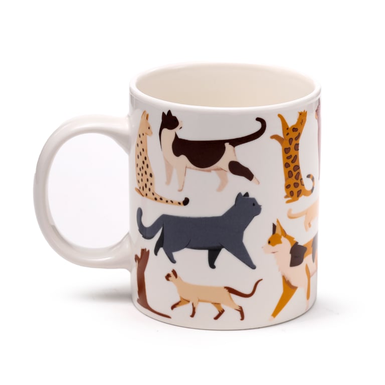 Porcelain Feline Fine Cats Mug - 300ml, Food & Microwave Safe, Dishwasher Friendly