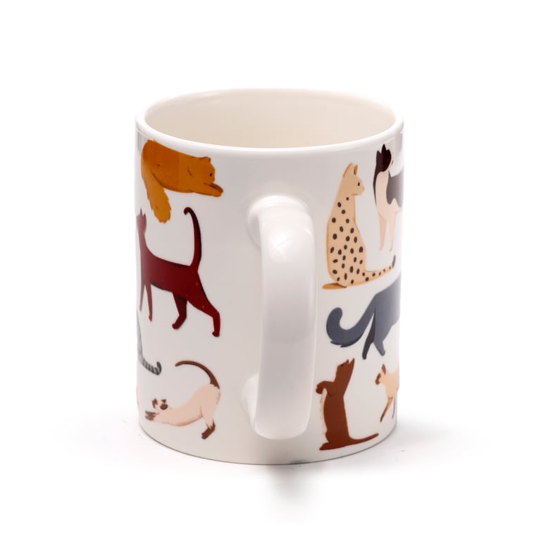 Porcelain Feline Fine Cats Mug - 300ml, Food & Microwave Safe, Dishwasher Friendly