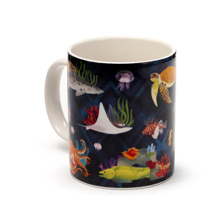 Porcelain Marine Kingdom Mug - Dishwasher & Microwave Safe, 300ml