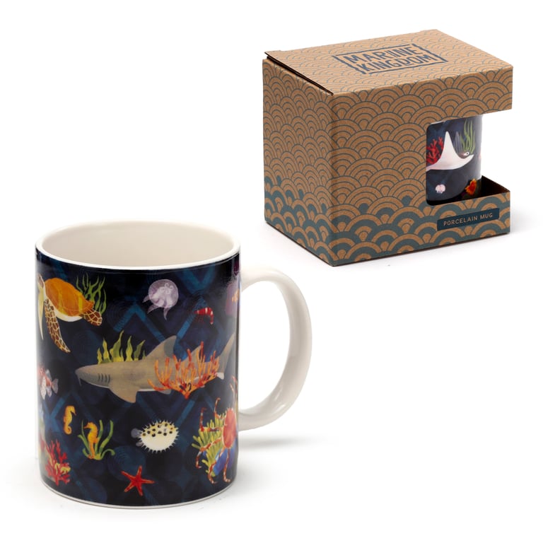 Porcelain Marine Kingdom Mug - Dishwasher & Microwave Safe, 300ml